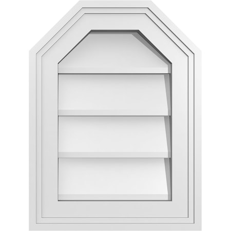 Ekena Millwork Octagonal Top Surface Mount PVC Gable Vent w/ 2"W x 1-1/2"P Brickmould Frame, 12"W x 16"H GVPOT12X1602SN